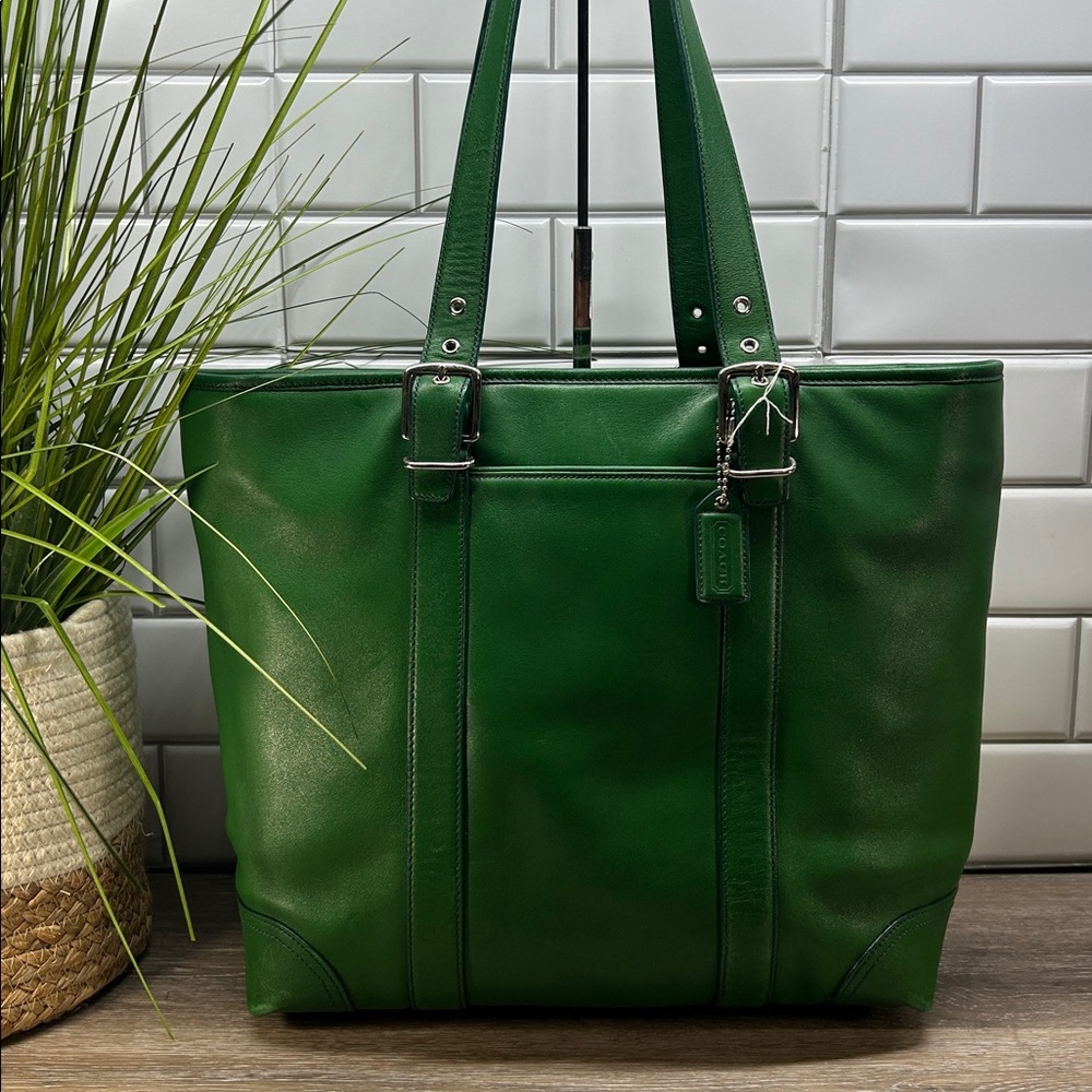 Green Leather Tote Bag